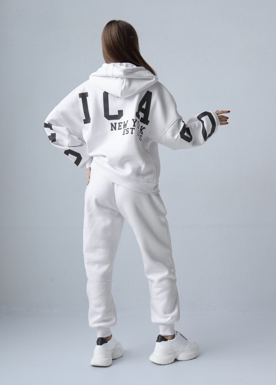 Теплый женский спортивный костюм на флисе Оверсайз 2.0 Белый Chicago 2311 (268561897)