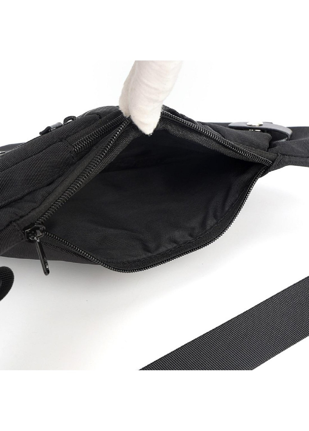 Тонкая текстильная сумка-слинг черного цвета AT09-T-HD-23370A Confident (277963063)