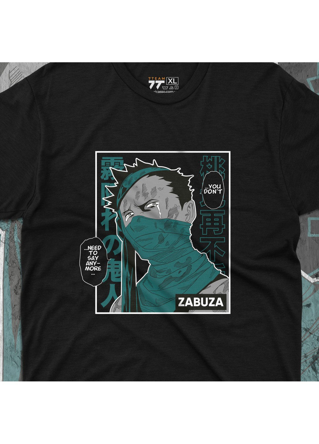 Черная футболка c принтом наруто - забуза No Brand