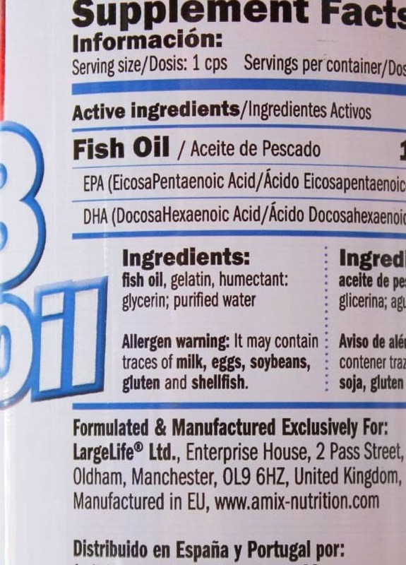 Super Omega 3 Fish Oil 1000 mg 180 Softgels Amix Nutrition (257561406)
