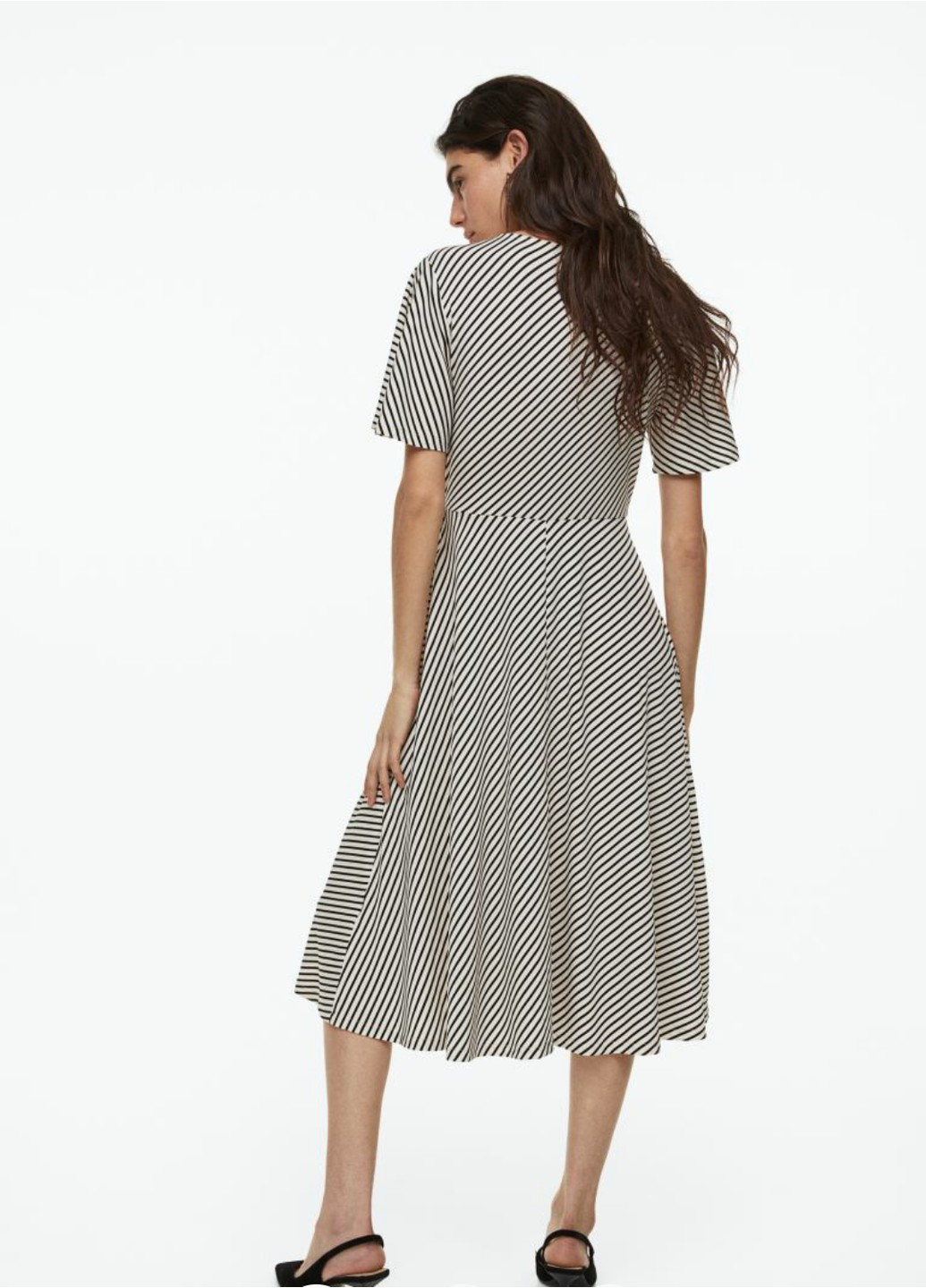 Белое повседневный женское длинное платье в черную полоску (55609) 40 белое H&M