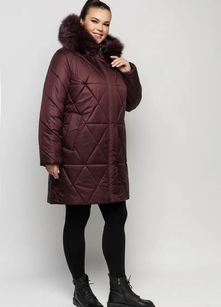 Бордова зимня жіноча зимова куртка великого розміру SK