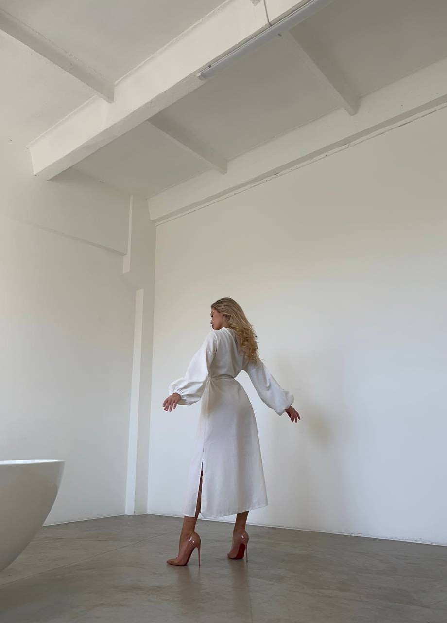 Белое женское платье лен No Brand