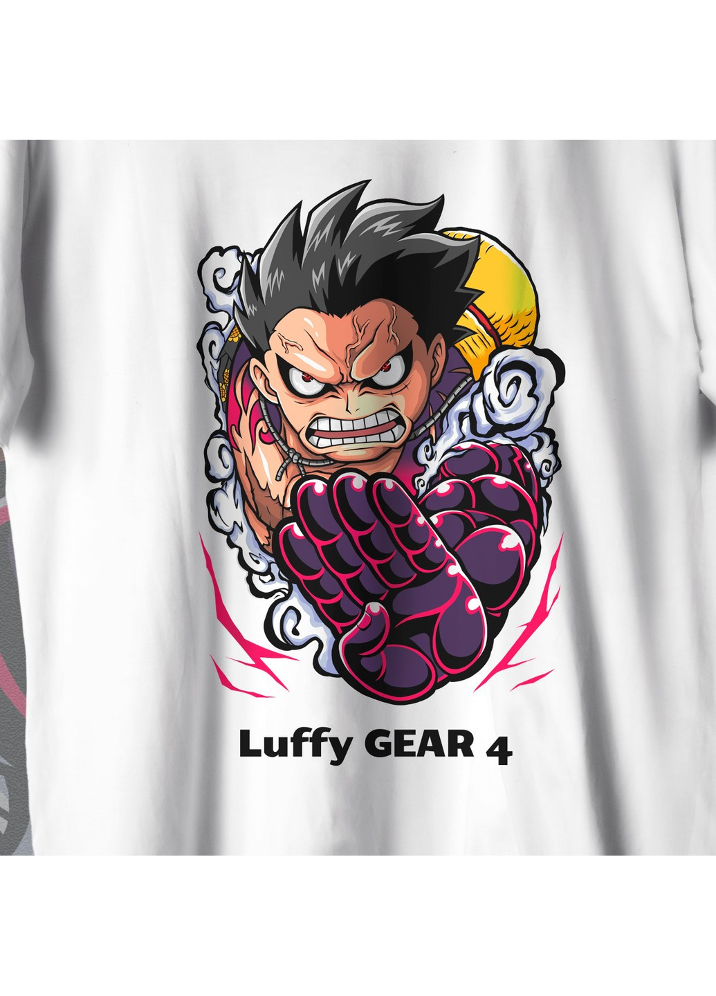 Белая футболка с принтом ван пис - луффи гир 4 w No Brand