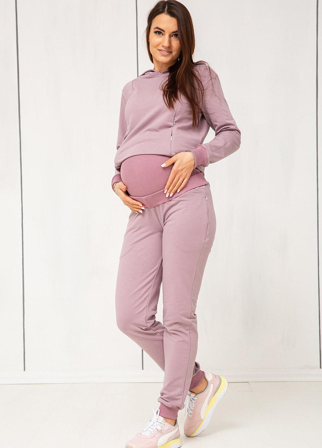 Брюки для беременных трикотаж с начесом с широким бандажным поясом Матуся теплі штани (267230228)