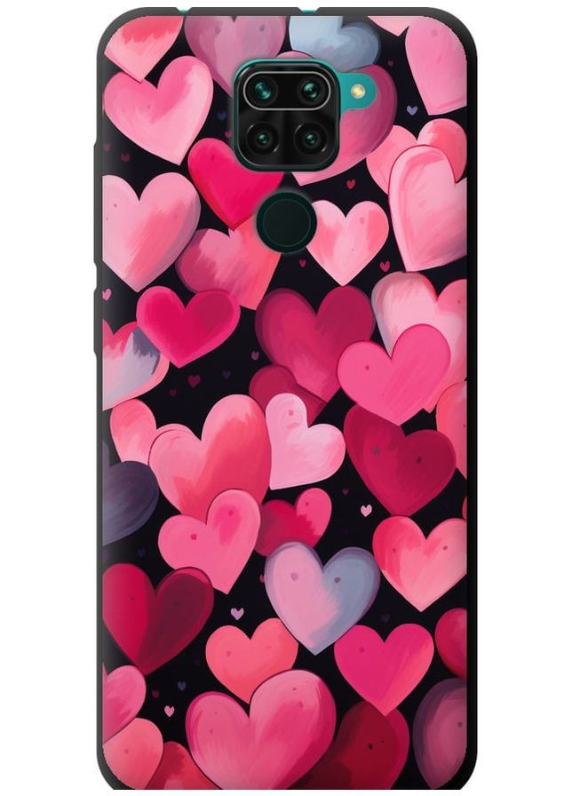 TPU черный чехол 'Сердечки 4' для Endorphone Xiaomi Redmi Note 9 (267239576)
