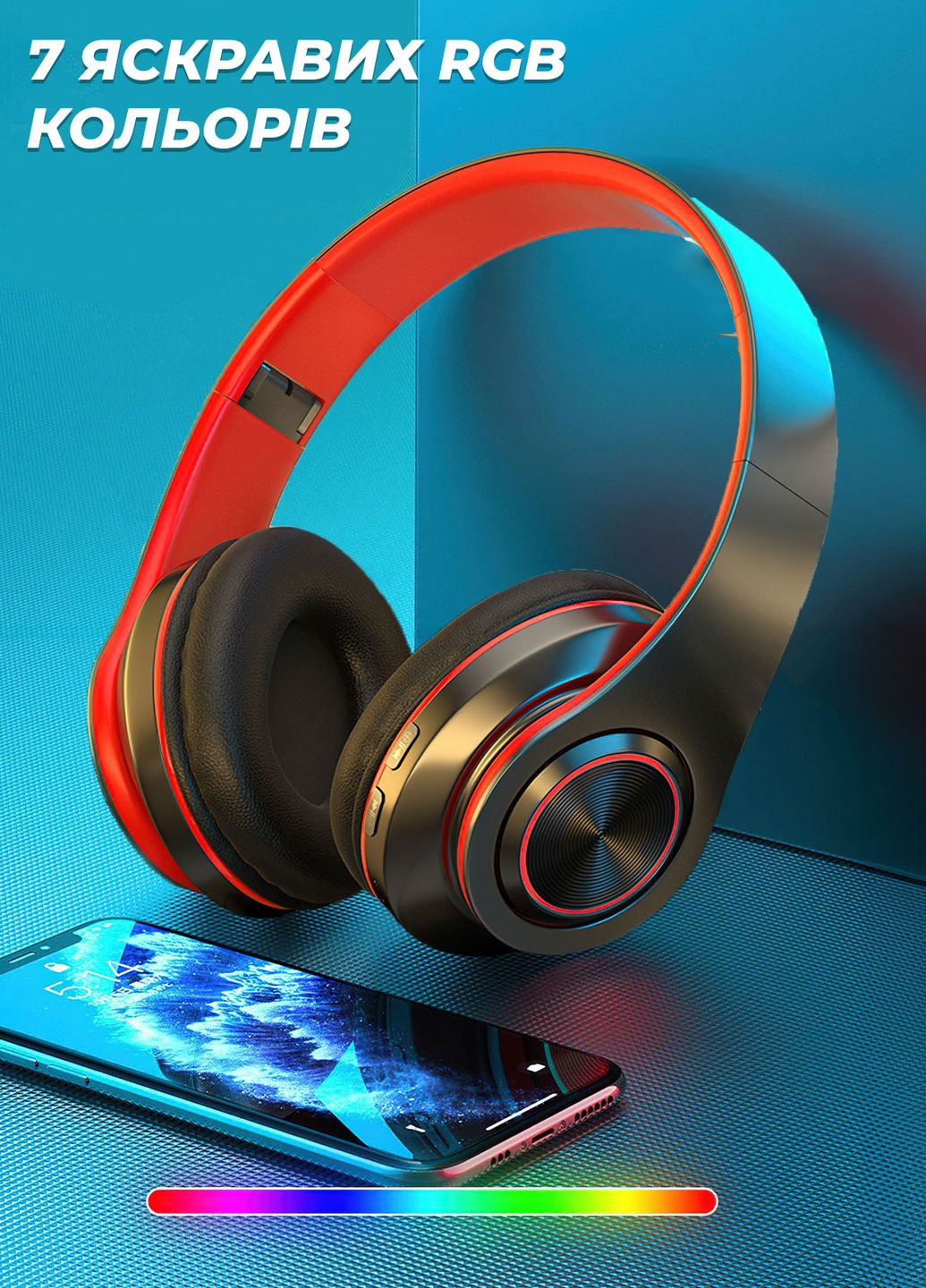 Безпровідні навушники B39 / Бездротові навушники з мікрофоном Bluetooth для Айфона та Андроїд 8986 OnePro Чорний, Червоний 67361 DobraMAMA (260632290)