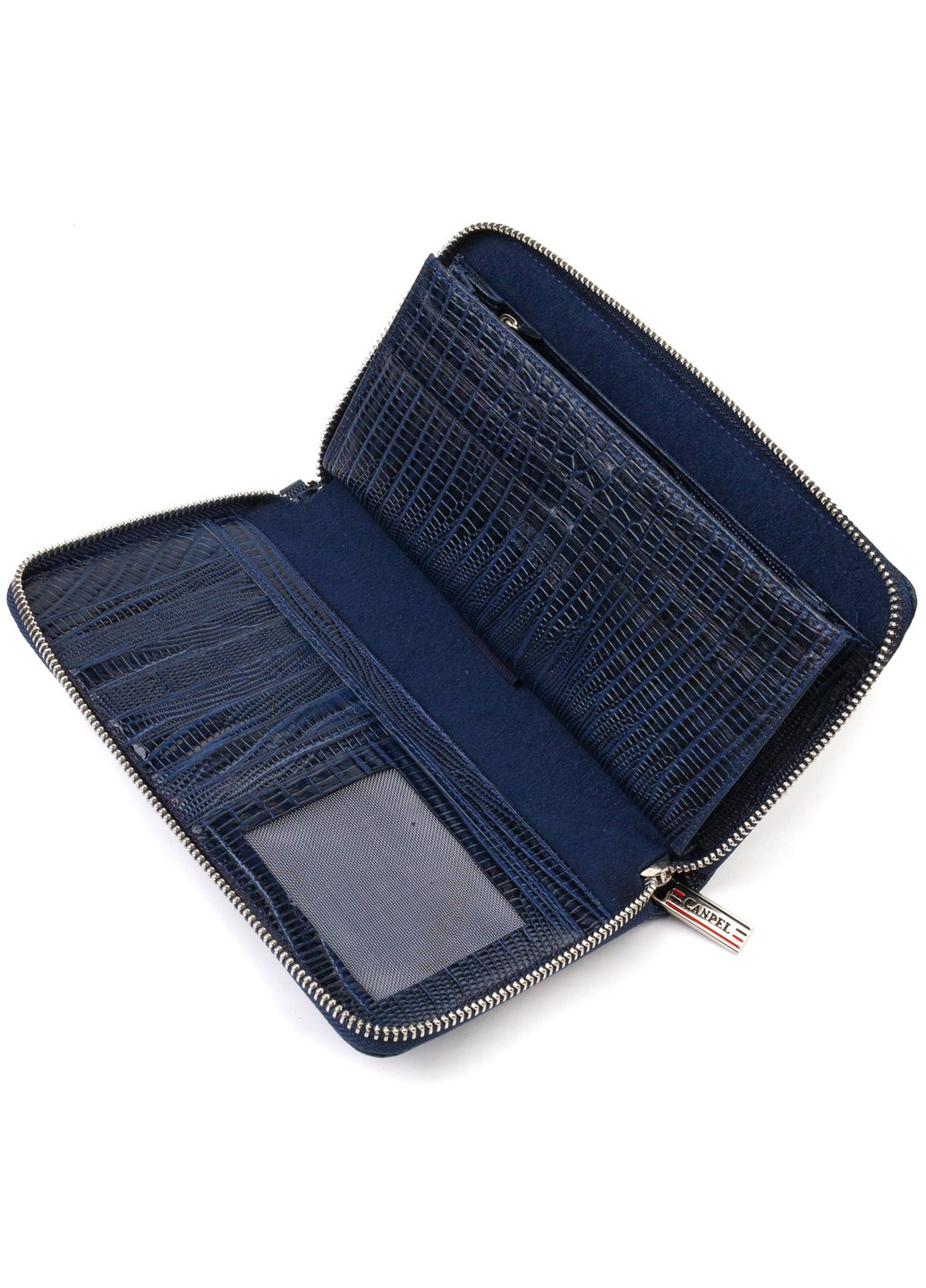 Вместительный клатч для женщин из натуральной кожи с тиснением 21919 Синий Canpellini (259815837)