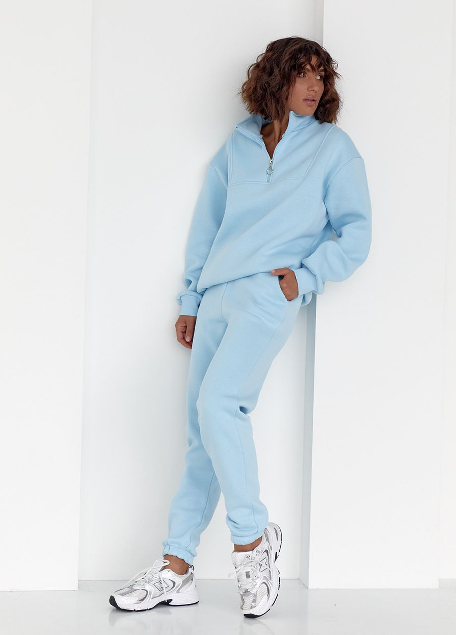 Женский спортивный костюм с молнией на воротнике - голубой Lurex (262810077)