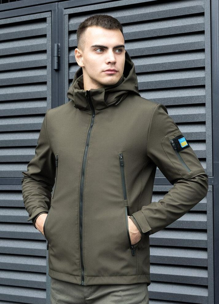 Оливкова (хакі) демісезонна тепла повсякденна куртка з soft shell Vakko