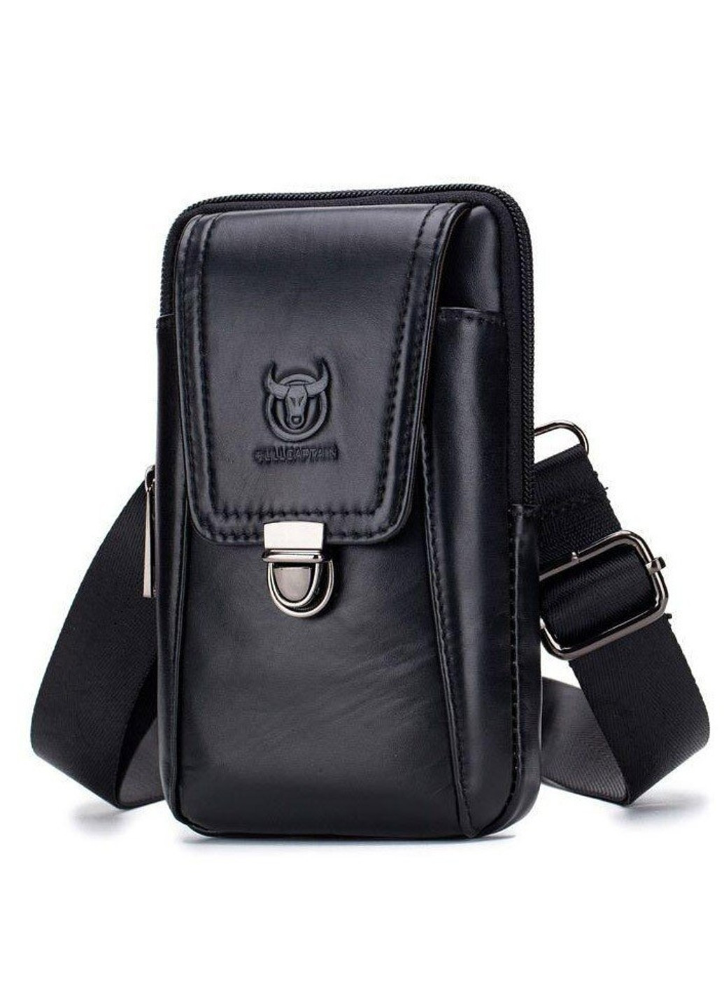 Чоловіча шкіряна сумка на пояс t0072а Чорний BULL (263776622)