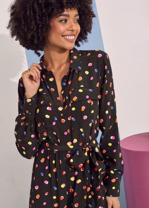 Комбинированное платье рубашка миди в разноцветный горох love & roses Asos в горошек