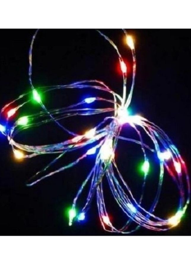 Светодиодная гирлянда нить Led "Капли росы" на 50 светодиодов 5 м статический режим на батарейках + USB подключение Мультицвет No Brand (265021575)