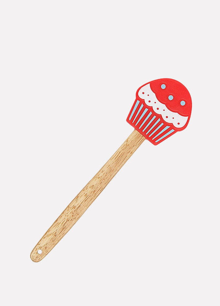 Лопатка силіконова з дерев'яною ручкою колір червоний ЦБ-00201016 No Brand (259422105)