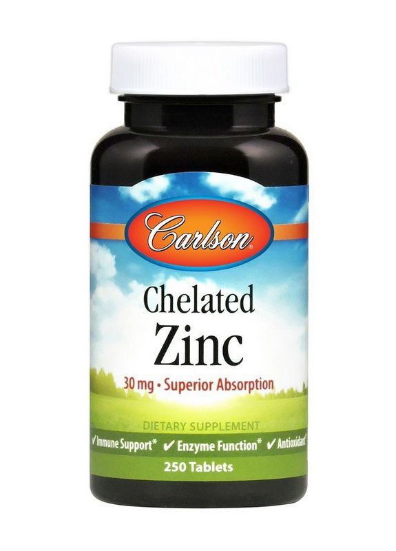 Цинк Carlson Chelated Zinc 30 mg 250 tablets Carlson Labs (276712188)
