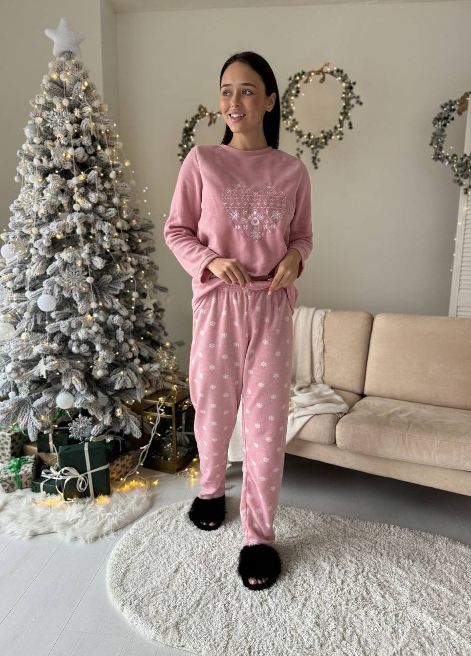 Розовая зимняя домашний костюм-пижамка Vakko