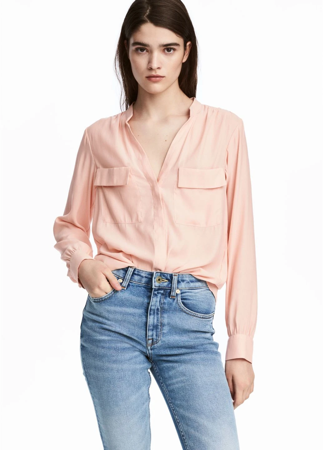 Светло-розовая блуза демисезон,бледно-розовый, H&M