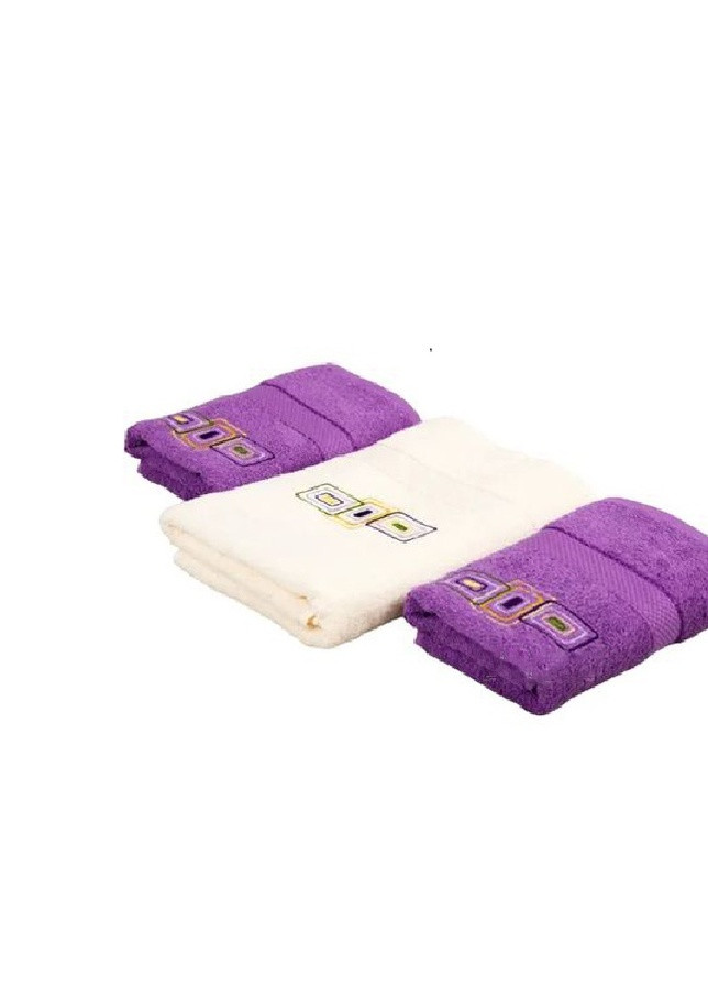 Romeo Soft набор полотенец - balure 50*90(2) фиолетовый +70*140(1) молочный орнамент комбинированный производство - Турция