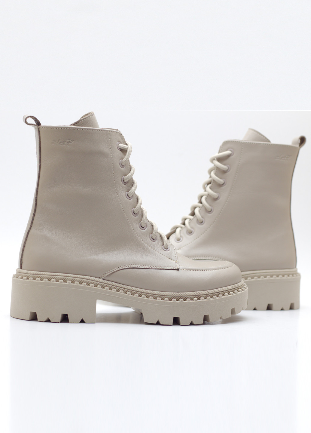 Зимние ботинки женские из натуральной кожи берцы Zlett