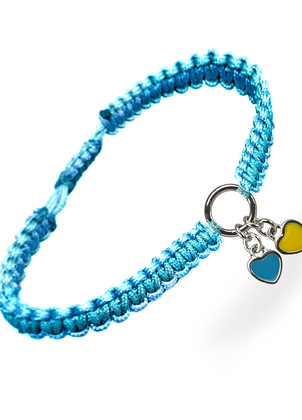 Срібний браслет шамбала блакитна нитка Два Серця жовто-сині родоване срібло Family Tree Jewelry Line (266695286)