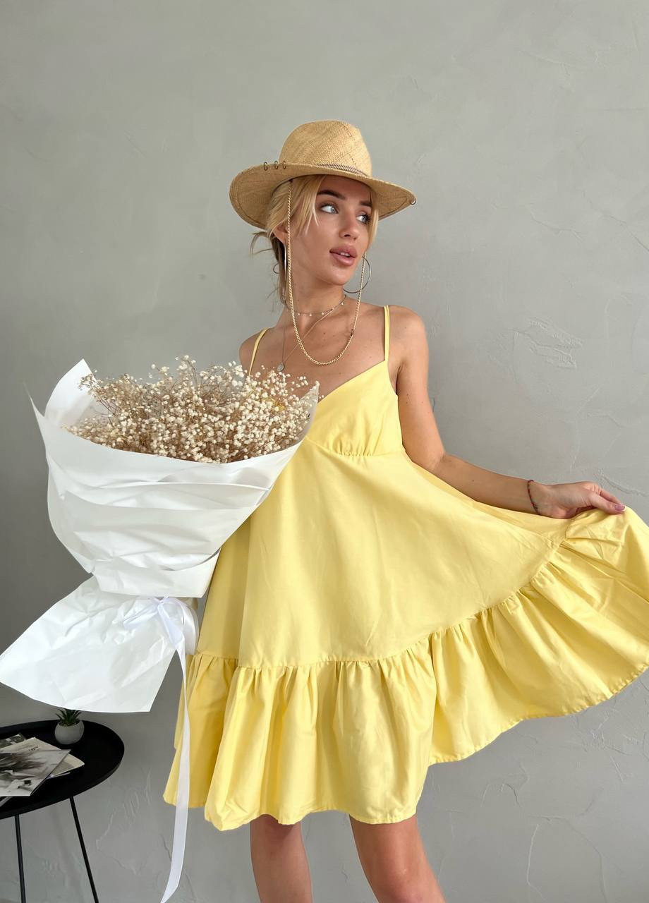 Жовтий жіноча сукня котон No Brand