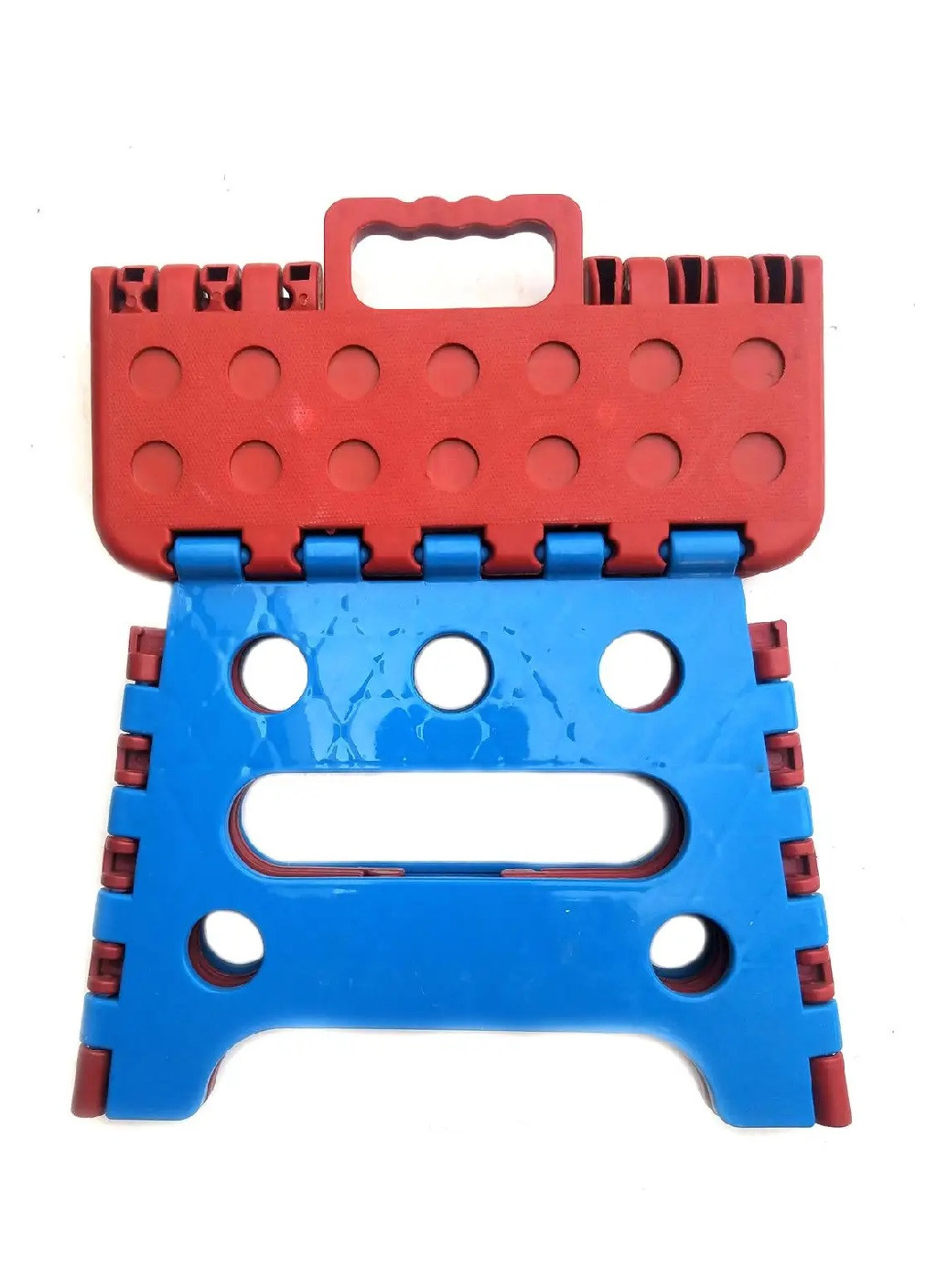 Пластиковый маленький раскладной компактный переносной стул табурет 18х22х28.5 см (475610-Prob) Синий с красным Unbranded (269236463)