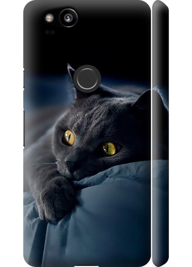 3D пластиковый матовый чехол 'Дымчатый кот' для Endorphone google pixel 2 (265226583)