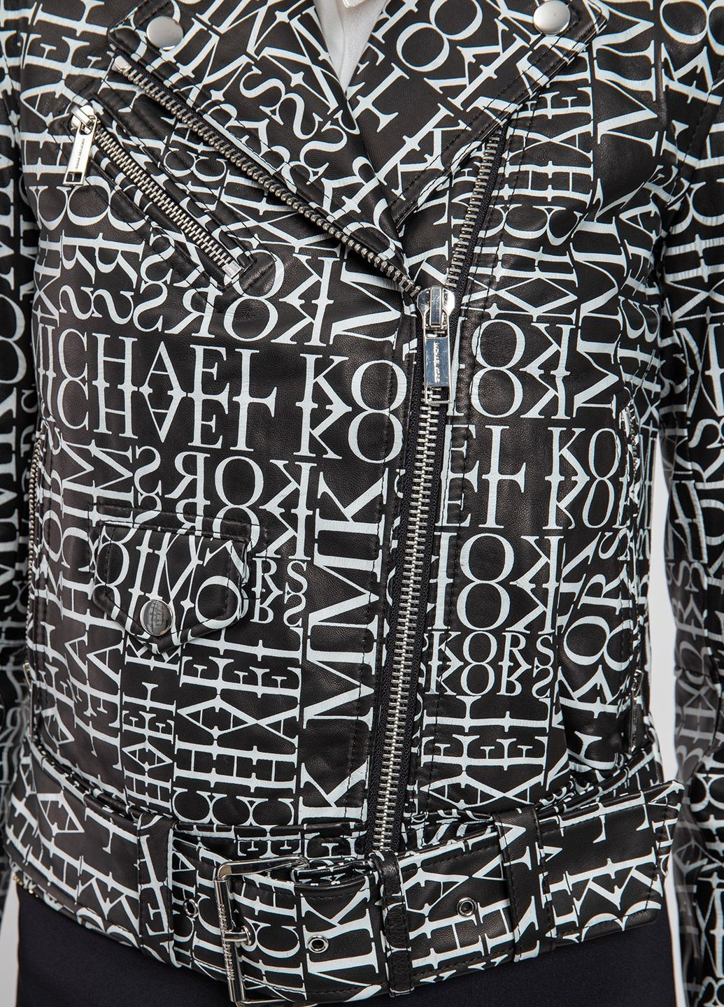 Комбинированная демисезонная куртка кожаная Michael Kors