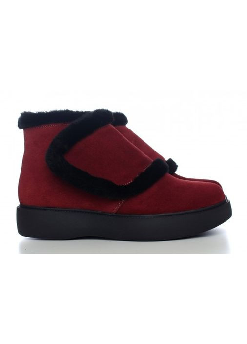 Зимние замшевые бордовые ботинки Villomi без декора из натуральной замши