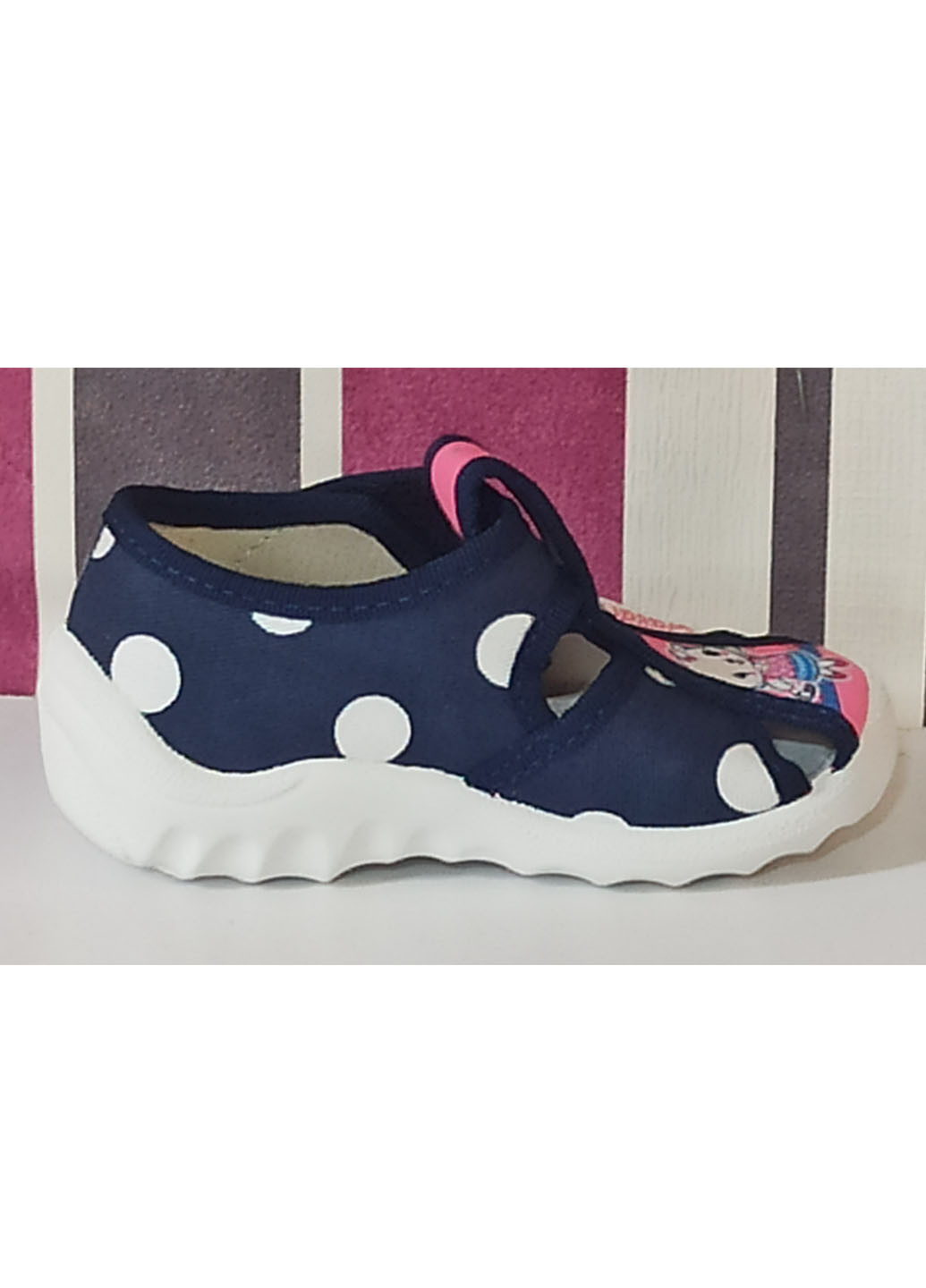 Синие тапочки для девочки текстильные маша котик 21-13,4см 22-14см 23-14,5см 25-15,7см 26-16,5см 27-17см Waldi