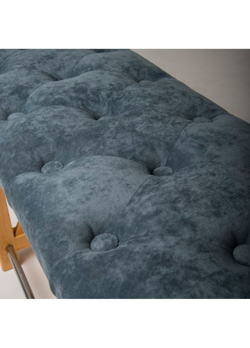 Банкетка з натурального дерева лак + сірий з поличкою 70х30х45см HouseWood (259923076)