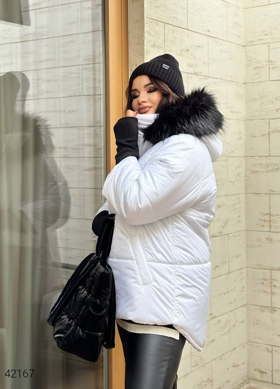 Біла зимня тепла жіноча куртка Liton