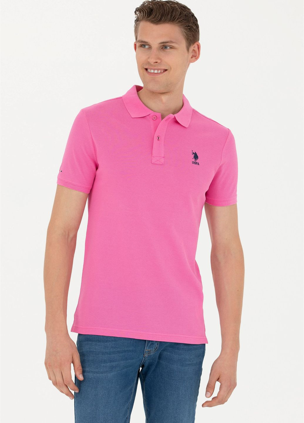 Рожева футболка поло чоловіче U.S. Polo Assn.