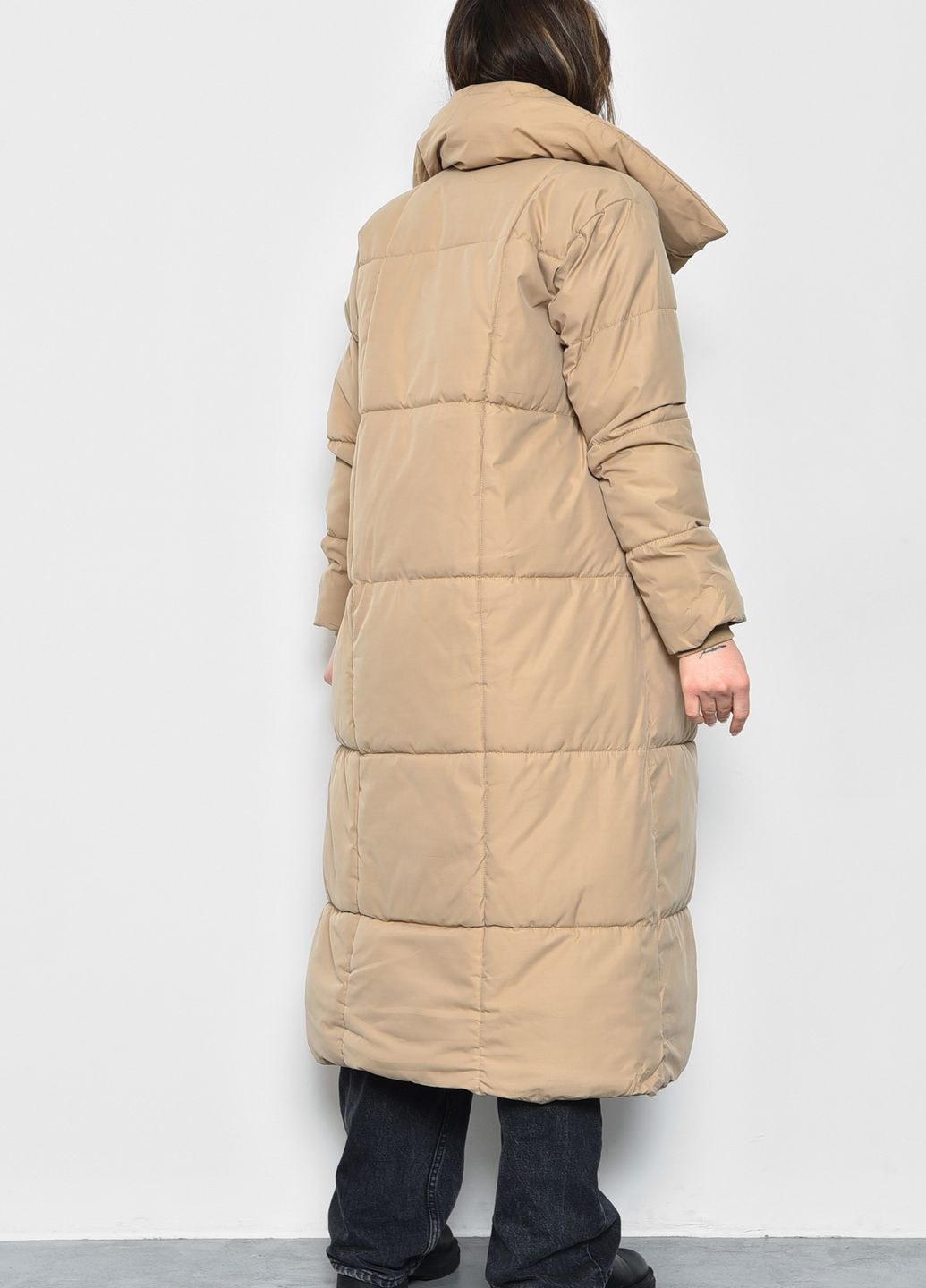 Бежева зимня куртка жіноча єврозима бежевого кольору Let's Shop
