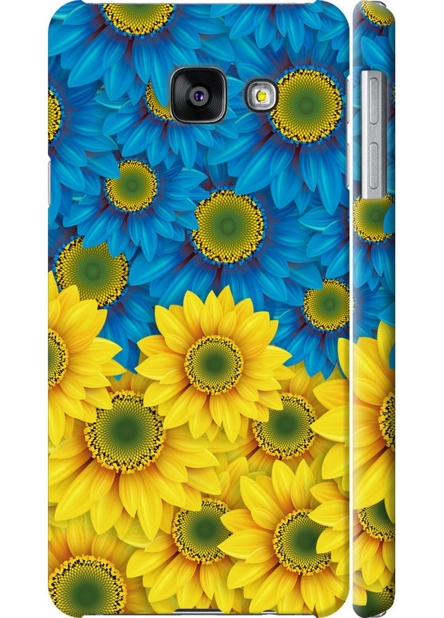 3D пластиковый матовый чехол 'Жёлто-голубые цветы' для Endorphone Samsung Galaxy A3 (2016) A310F (257839574)