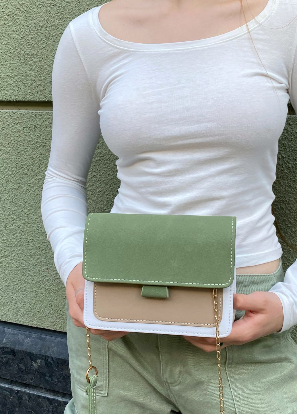 Жіноча сумка крос-боді бархатна велюрова замшева зелена No Brand (267024957)