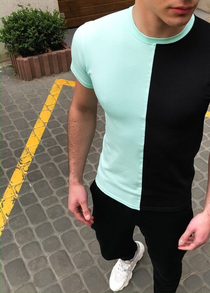 М'ятна футболка segmentation ментолово-чорний Pobedov