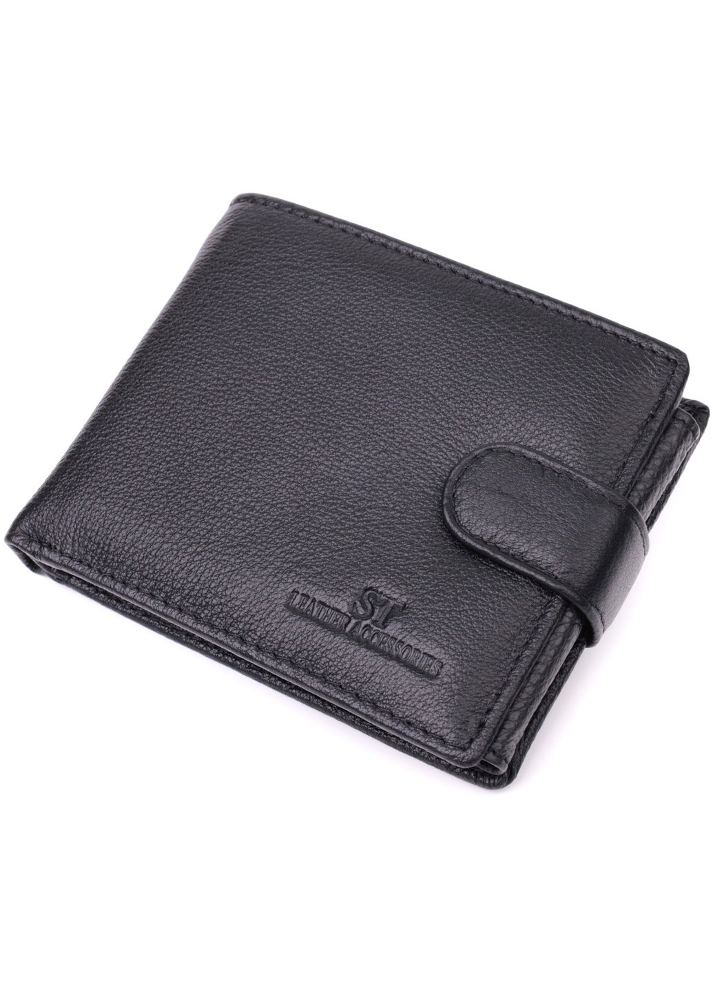 Интересный бумажник с блоком под документы из натуральной кожи 22480 Черный st leather (277980458)