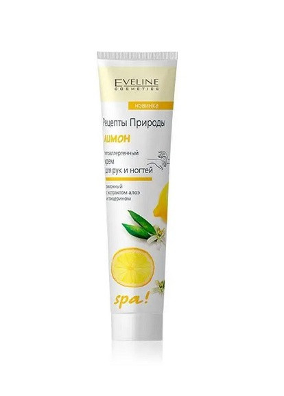 Крем для рук та нігтів гіпоалергенний Cosmetics рецепти природи Spa Лимон 125 мл Eveline (258701088)