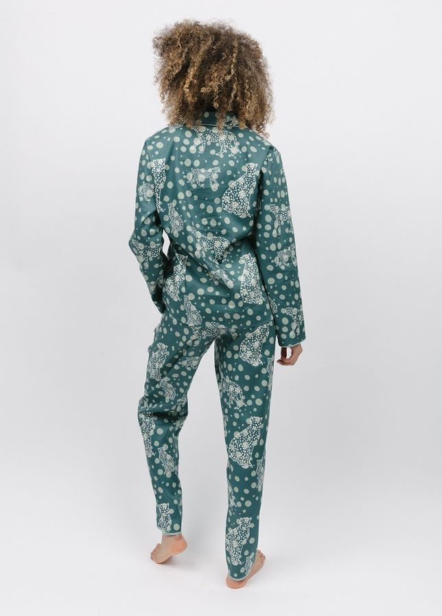 Зелена всесезон піжама жіноча 9755-9756 кофта + брюки Cyberjammies Hannah