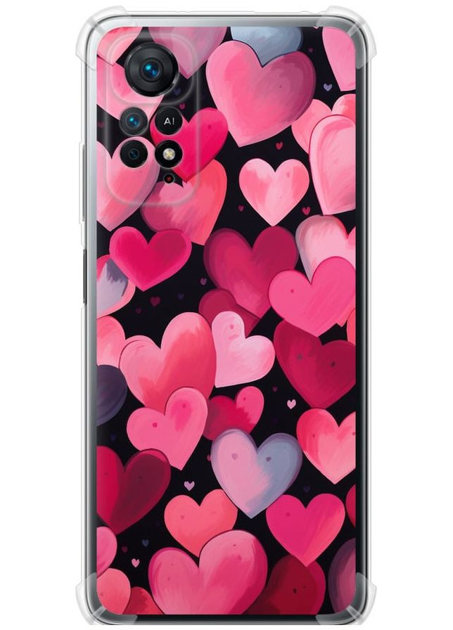 Силіконовий протиударний с посиленими кутами чохол 'Сердечка 4' для Endorphone Xiaomi Redmi Note 11 (267239752)