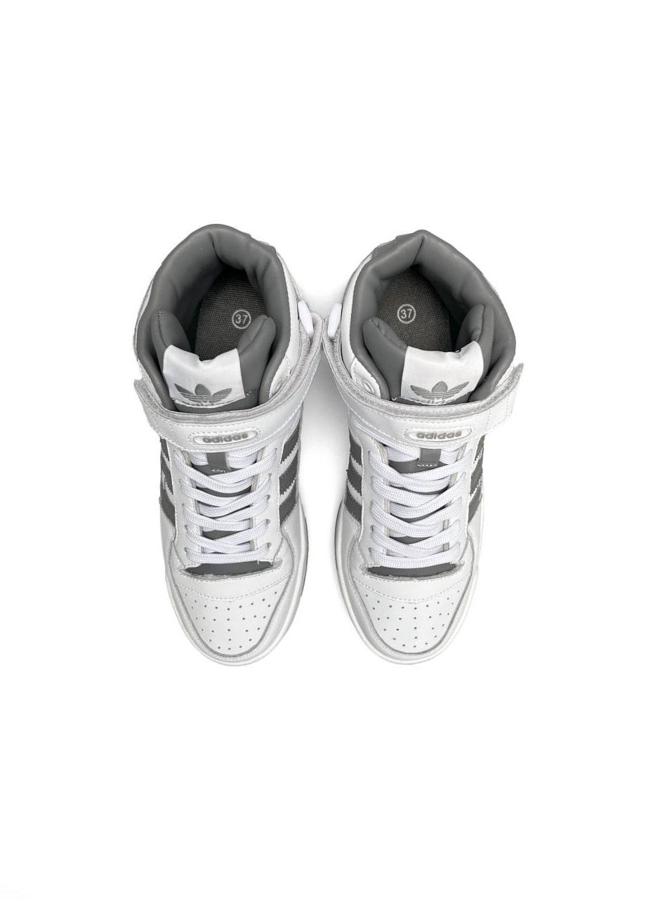 Белые демисезонные кроссовки женские, вьетнам adidas Forum 84 Mid White Gray W