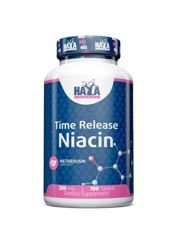 Ніацин Niacin Time Release 250mg 100 Tabs Haya Labs (271672574)