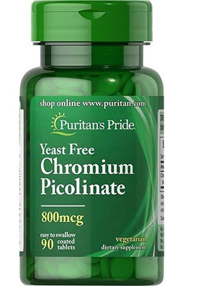Puritan's Pride Chromium Picolinate Yeast Free 800 mcg 90 Tabs Puritans Pride (256722287)