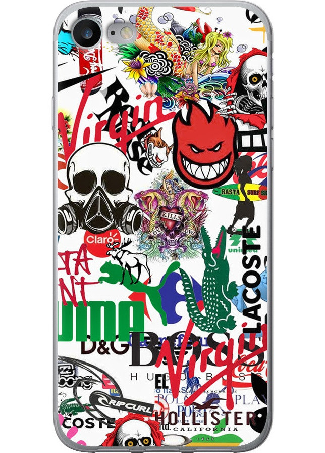 Силіконовий протиударний с посиленими кутами чохол 'Many different logos' для Endorphone Apple iPhone SE 2020 (258484741)