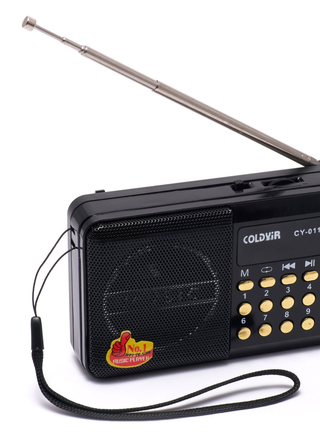 Портативне акумкляторне FM-радіо coldyir cy-011 З роз'ємом для USB та картки пам'яті чорне Led (257623827)