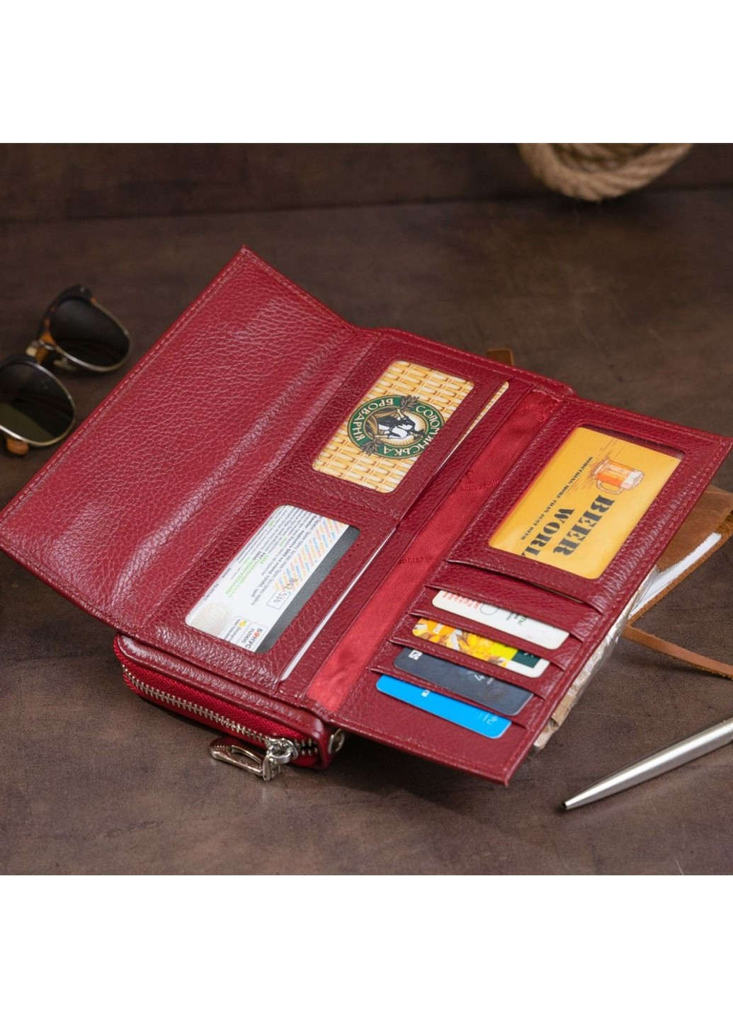 Жіночий шкіряний гаманець ST Leather 19293 Бордовий ST Leather Accessories (262453796)