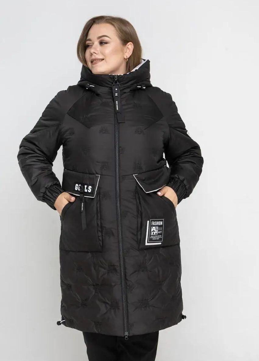 Чорно-біла зимня зимова жіноча куртка великого розміру SK