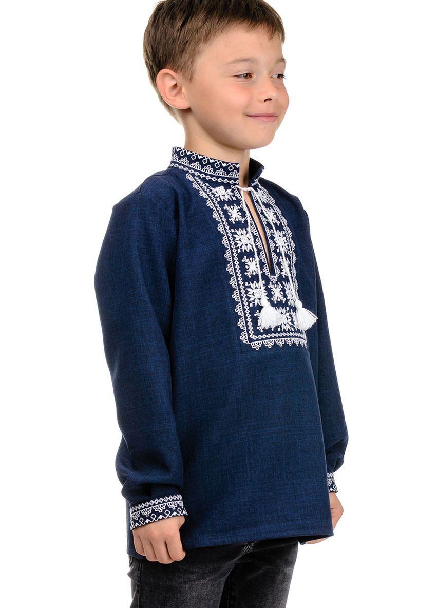 Современная вышиванка для мальчика Орнамент (темно-синий) Golfstream (266990146)