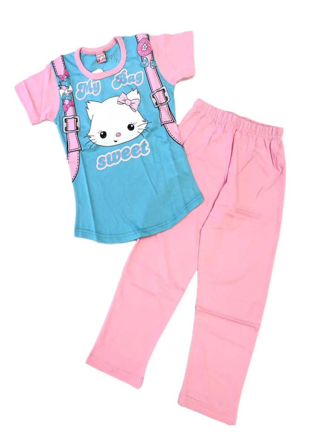 Розовая всесезон нежная летняя пижамка для девочки hello kitty Roly Poly